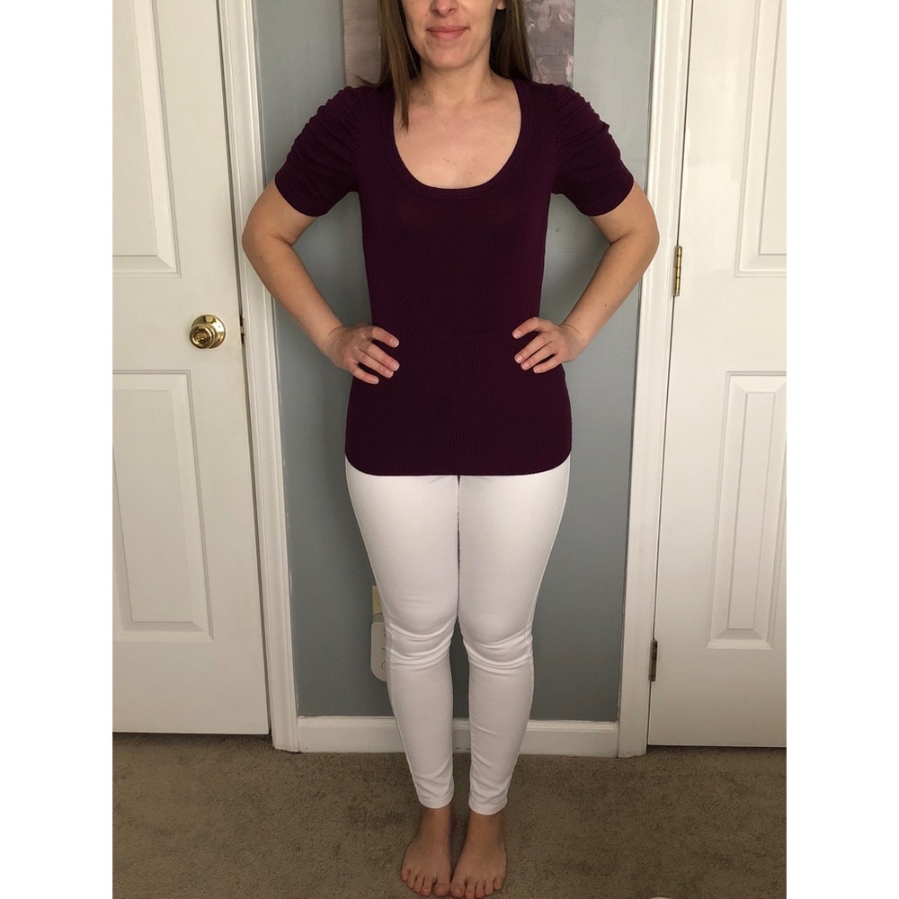 Purple scoop neck 3/4 sleeve sweater